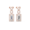 Emerald Cut Halo Dangle Earrings