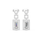 Emerald Cut Halo Dangle Earrings