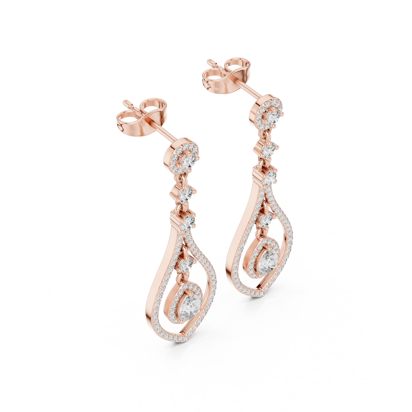 Elegant Pear Halo Teardrop Dangle Earrings