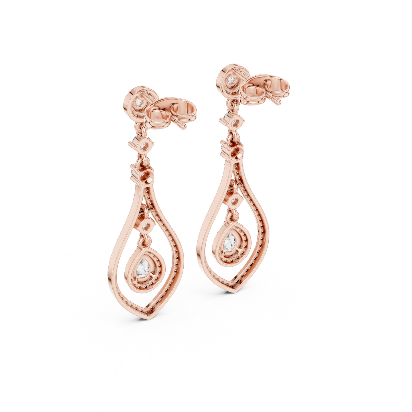 Elegant Pear Halo Teardrop Dangle Earrings