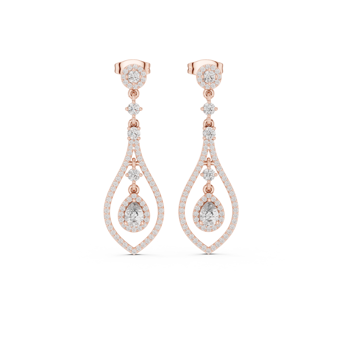 Elegant Pear Halo Teardrop Dangle Earrings