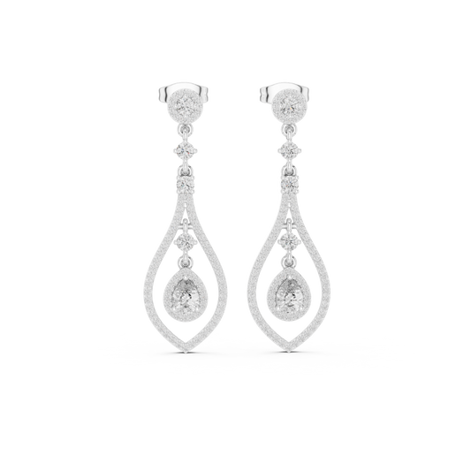Elegant Pear Halo Teardrop Dangle Earrings