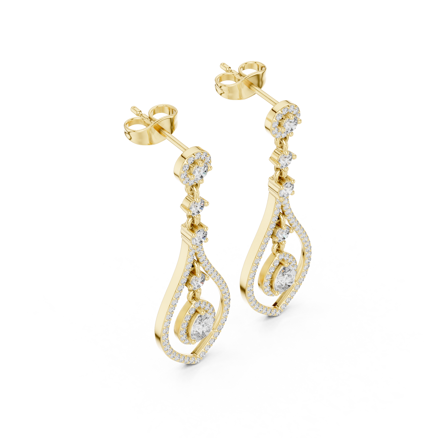 Elegant Pear Halo Teardrop Dangle Earrings