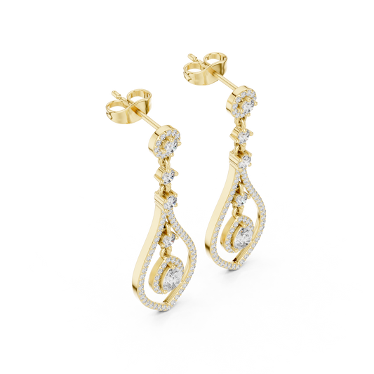 Elegant Pear Halo Teardrop Dangle Earrings
