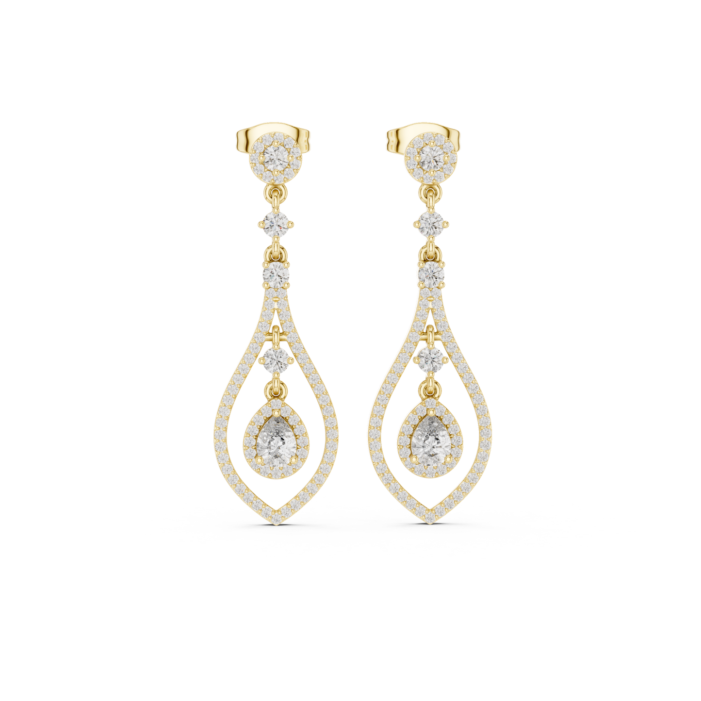 Elegant Pear Halo Teardrop Dangle Earrings