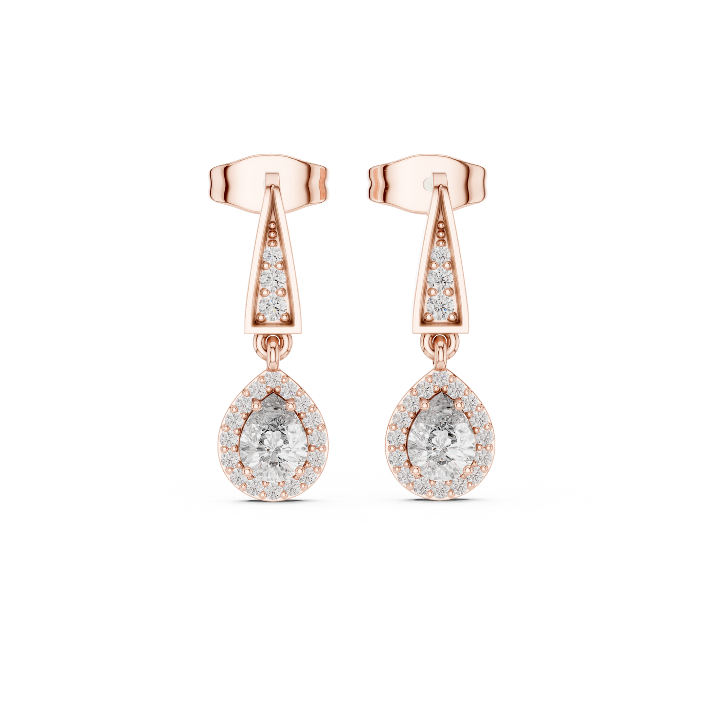 Pear Halo Diamond Dangle Earrings