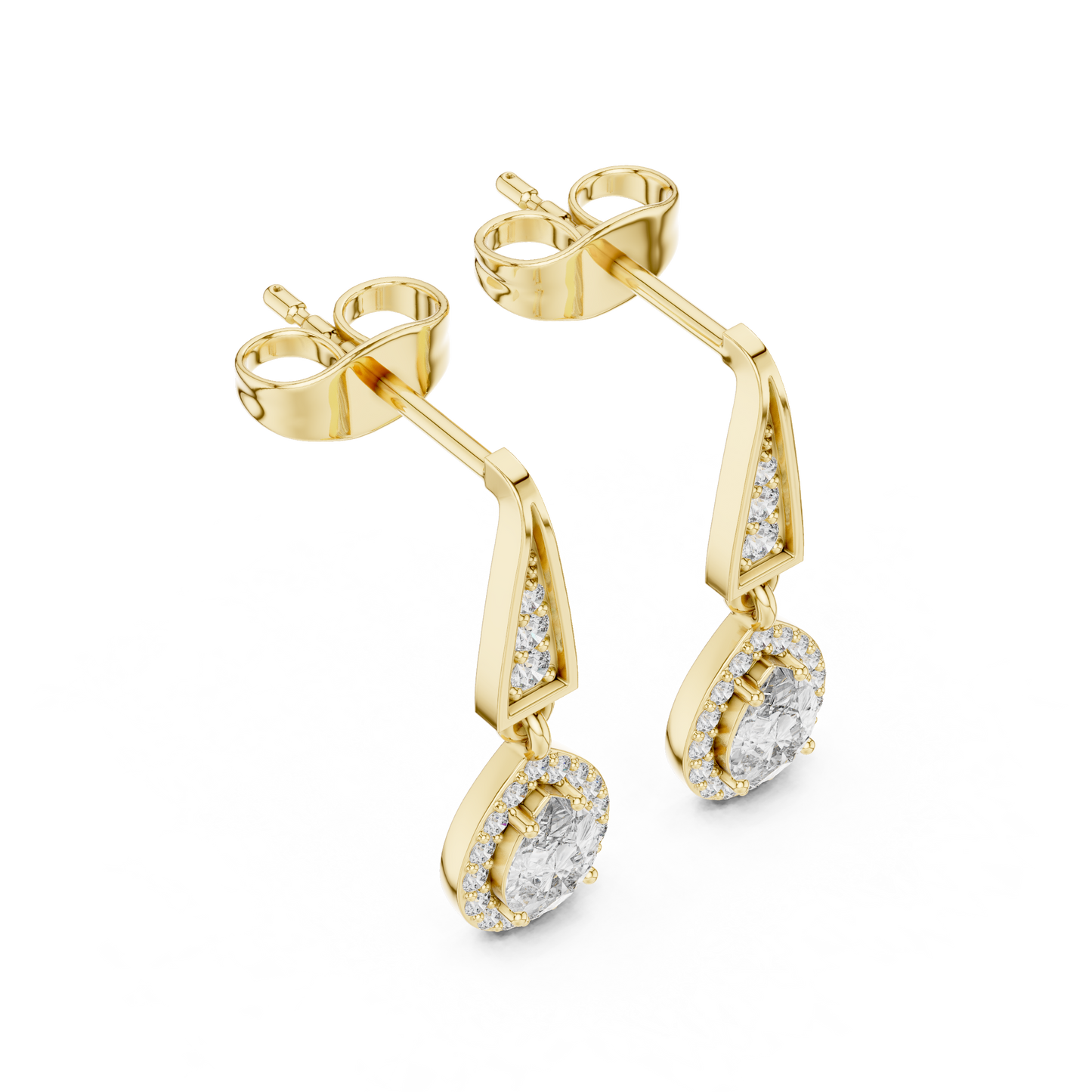 Pear Halo Diamond Dangle Earrings