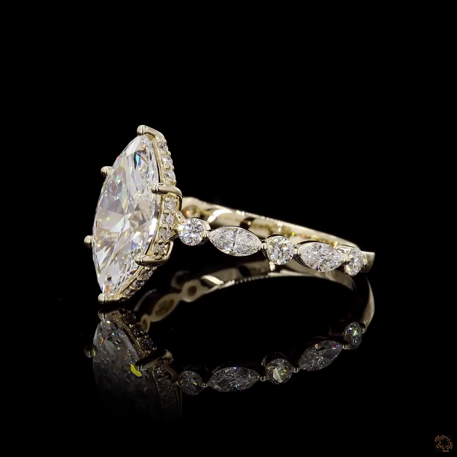 Yellow Gold Marquise Diamond Halo Ring