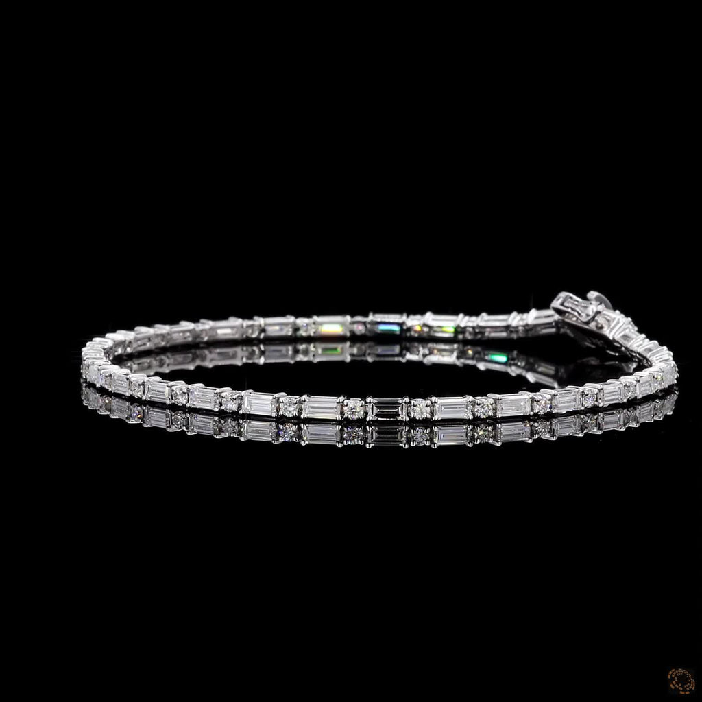 White Gold Baguette & Round Diamond Bracelet
