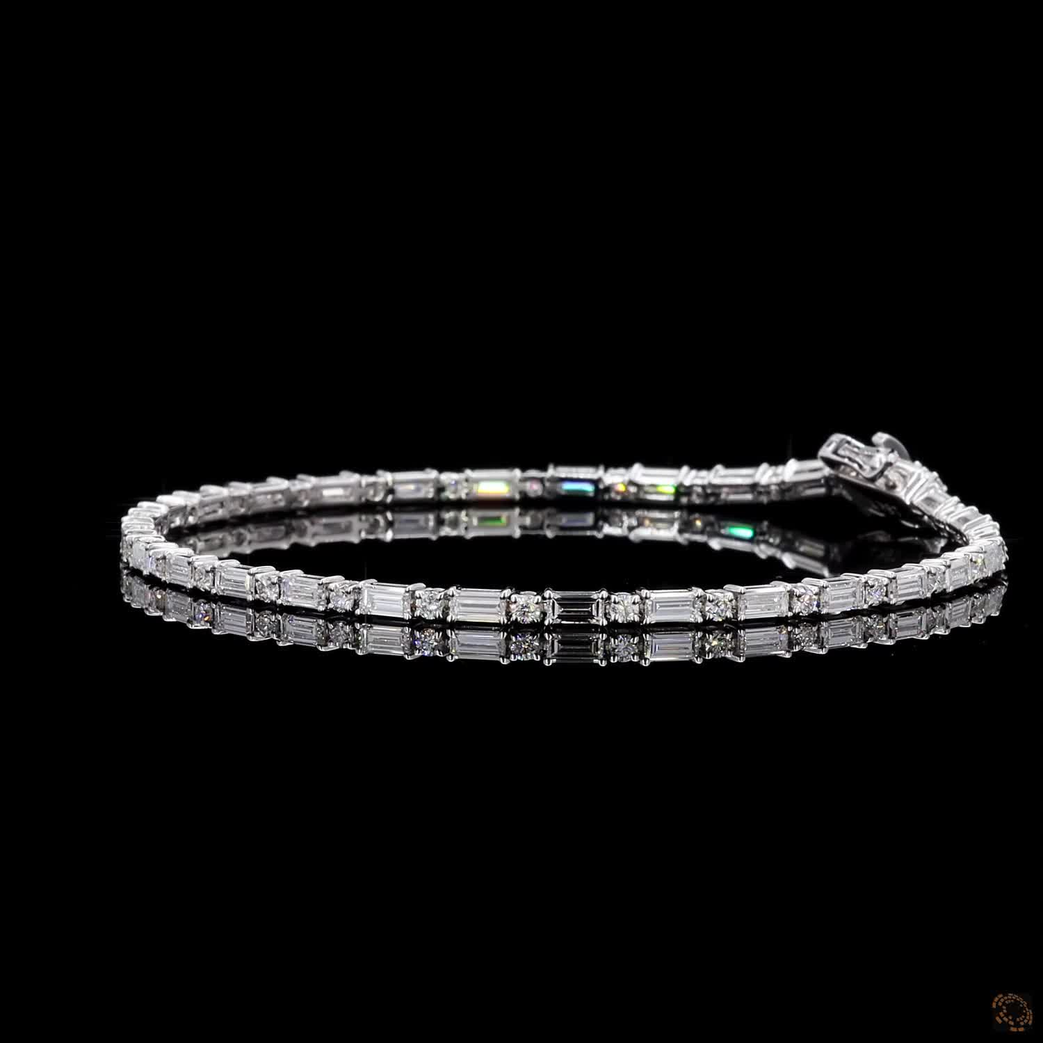 White Gold Baguette & Round Diamond Bracelet