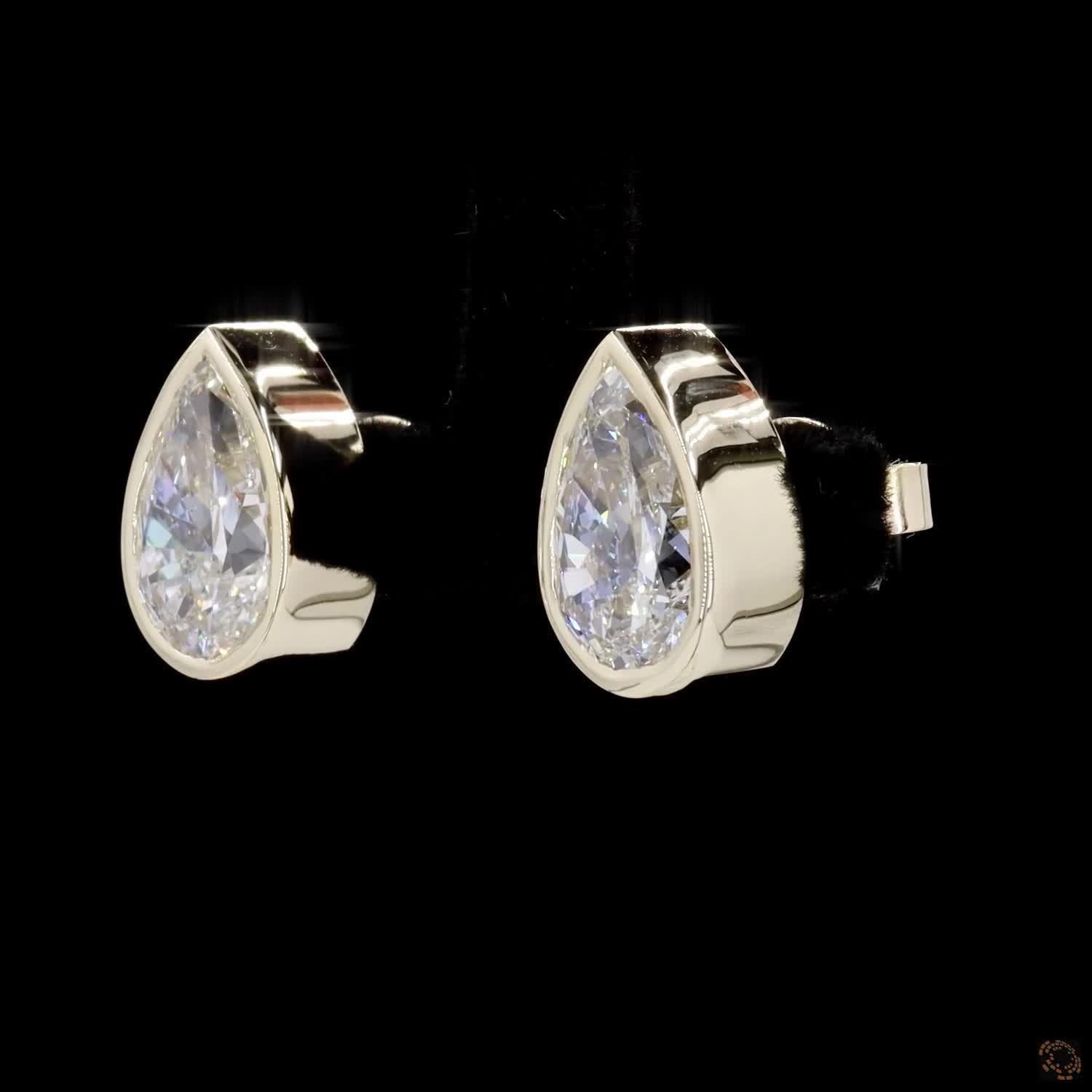 Yellow Gold Pear Diamond Stud Earrings