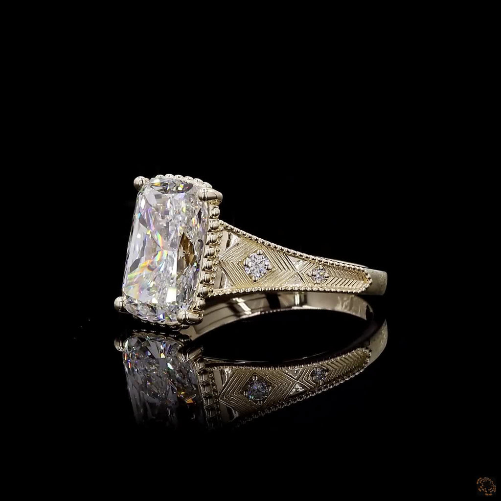 Yellow Gold Cushion Diamond Ring