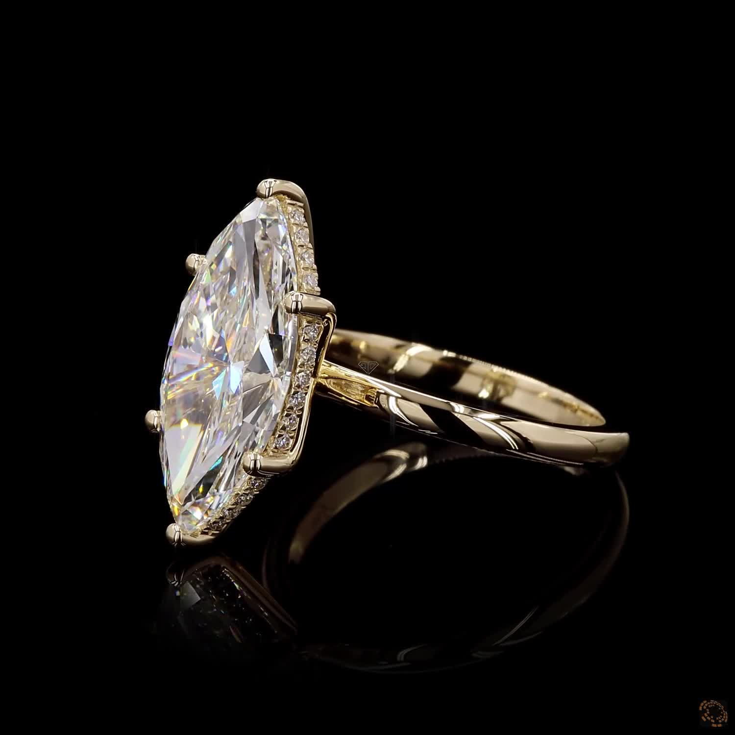 Yellow Gold Marquise Diamond Halo Ring
