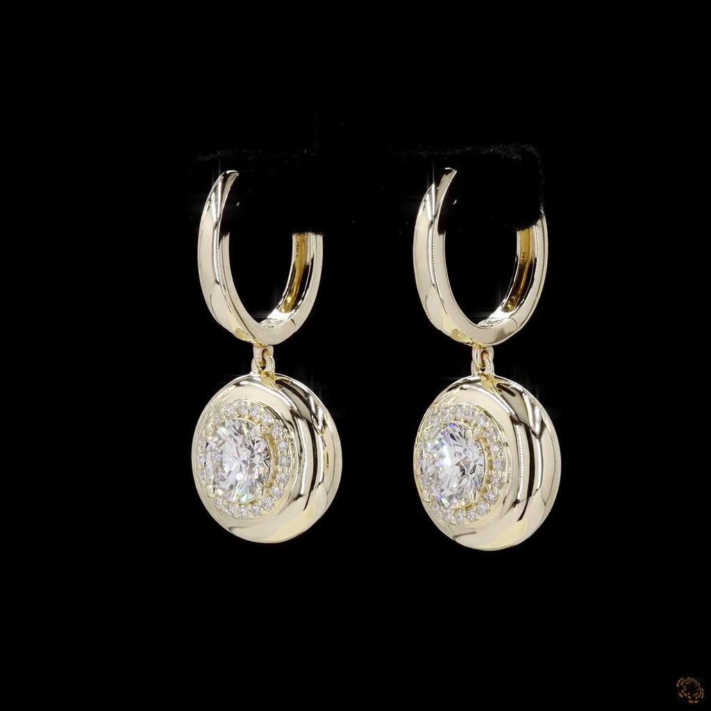 Yellow Gold Round Diamond Earrings