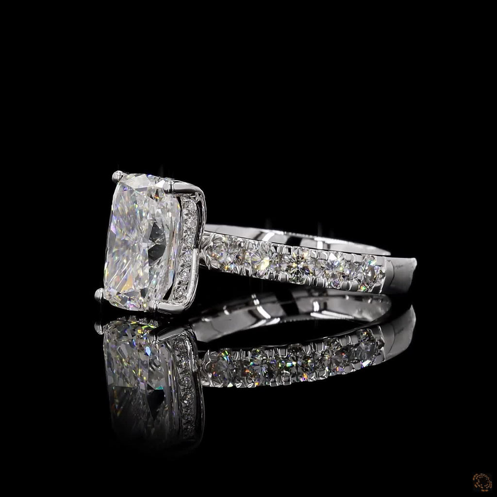 White Gold Cushion Diamond Halo Ring