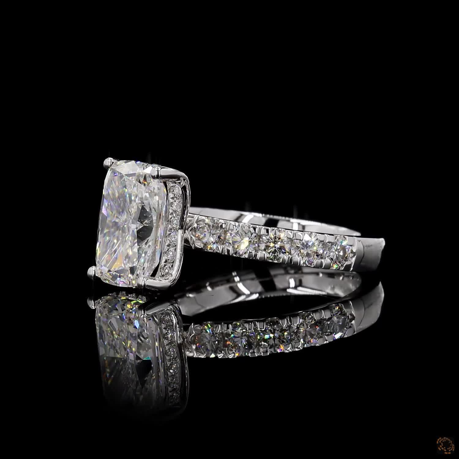 White Gold Cushion Diamond Halo Ring