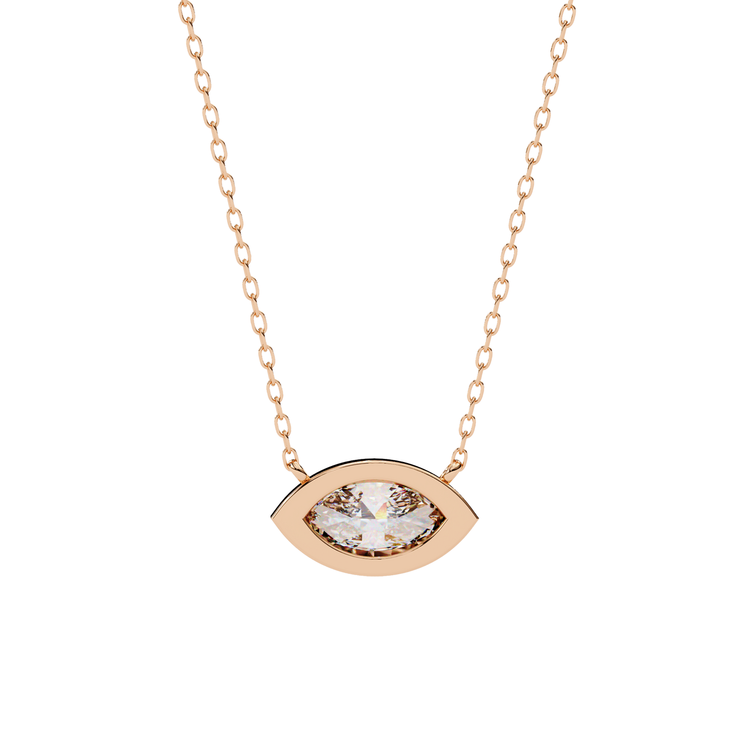 Modern Evil Eye Necklace | Bezel Set Marquise Diamond Pendant