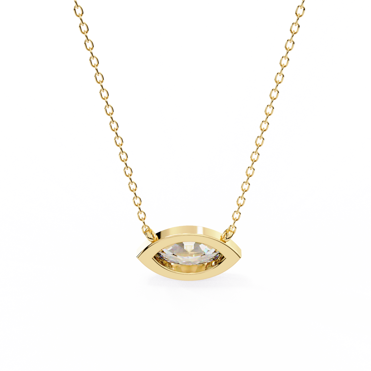 Modern Evil Eye Necklace | Bezel Set Marquise Diamond Pendant