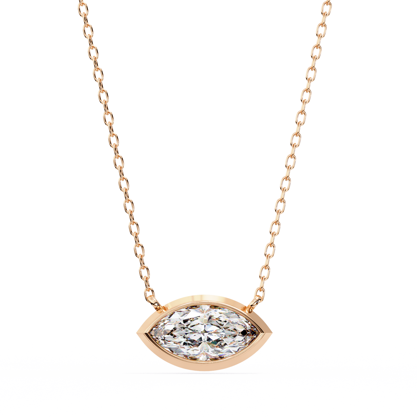 Modern Evil Eye Necklace | Bezel Set Marquise Diamond Pendant