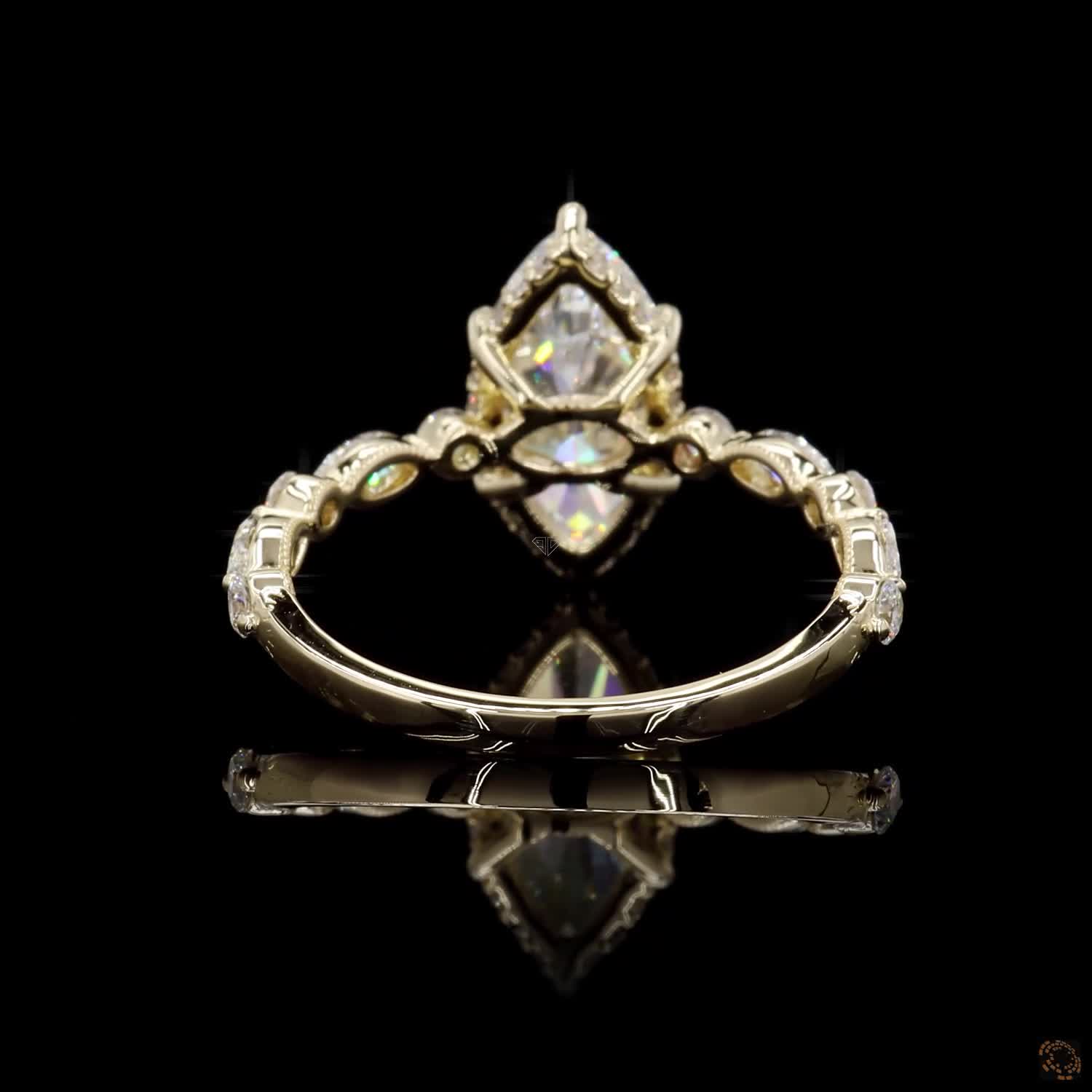 Yellow Gold Marquise Diamond Halo Ring