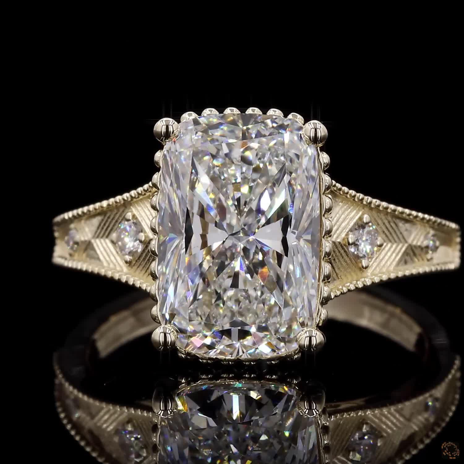 Yellow Gold Cushion Diamond Ring