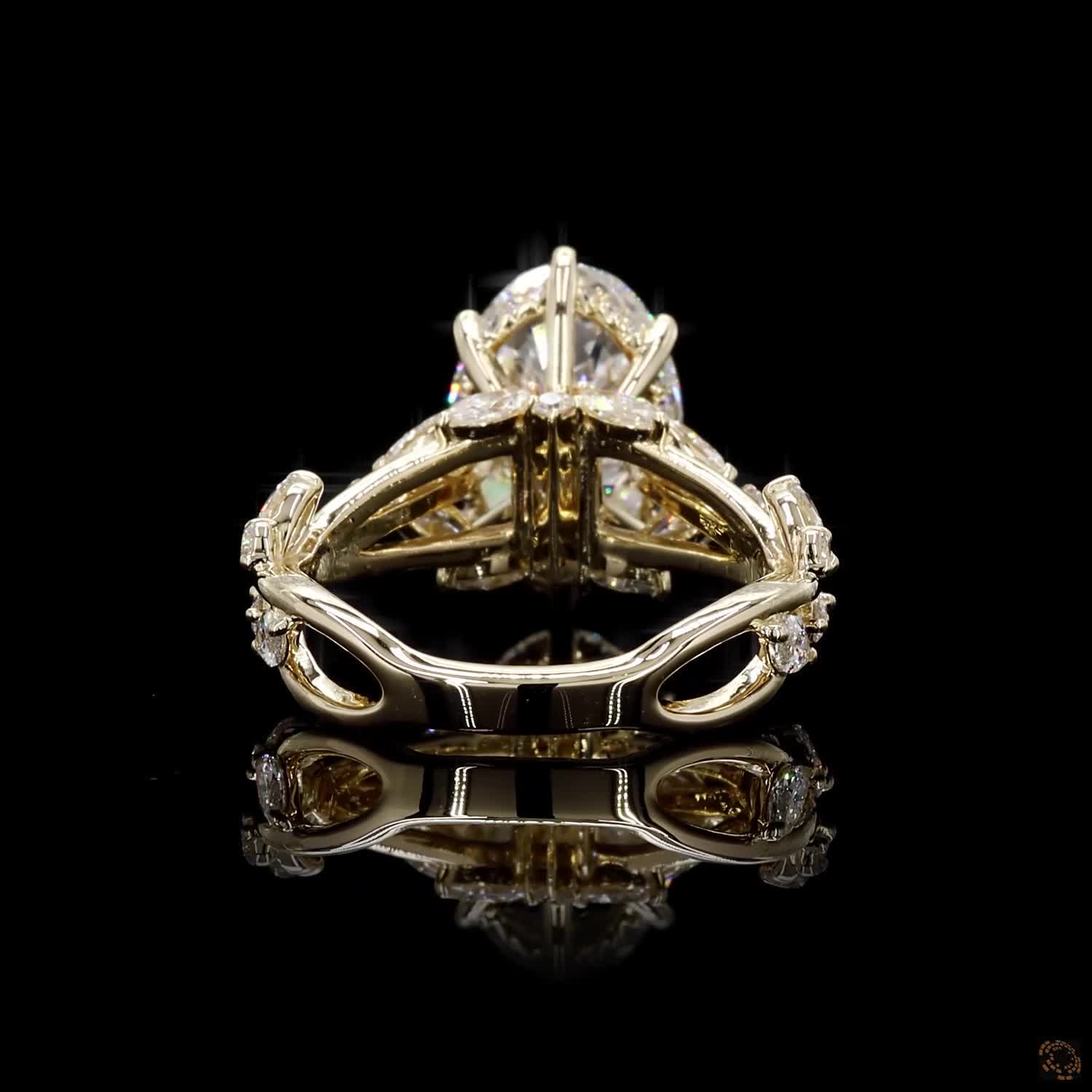 Yellow Gold Oval Diamond Luxury Ring