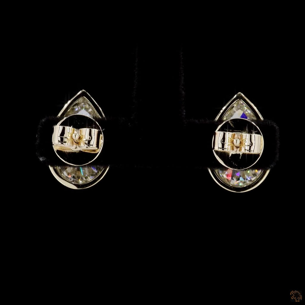 Yellow Gold Pear Diamond Stud Earrings