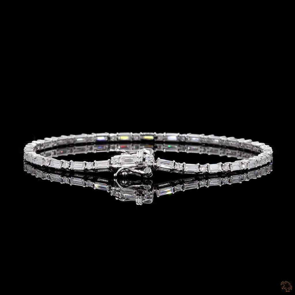 White Gold Baguette & Round Diamond Bracelet