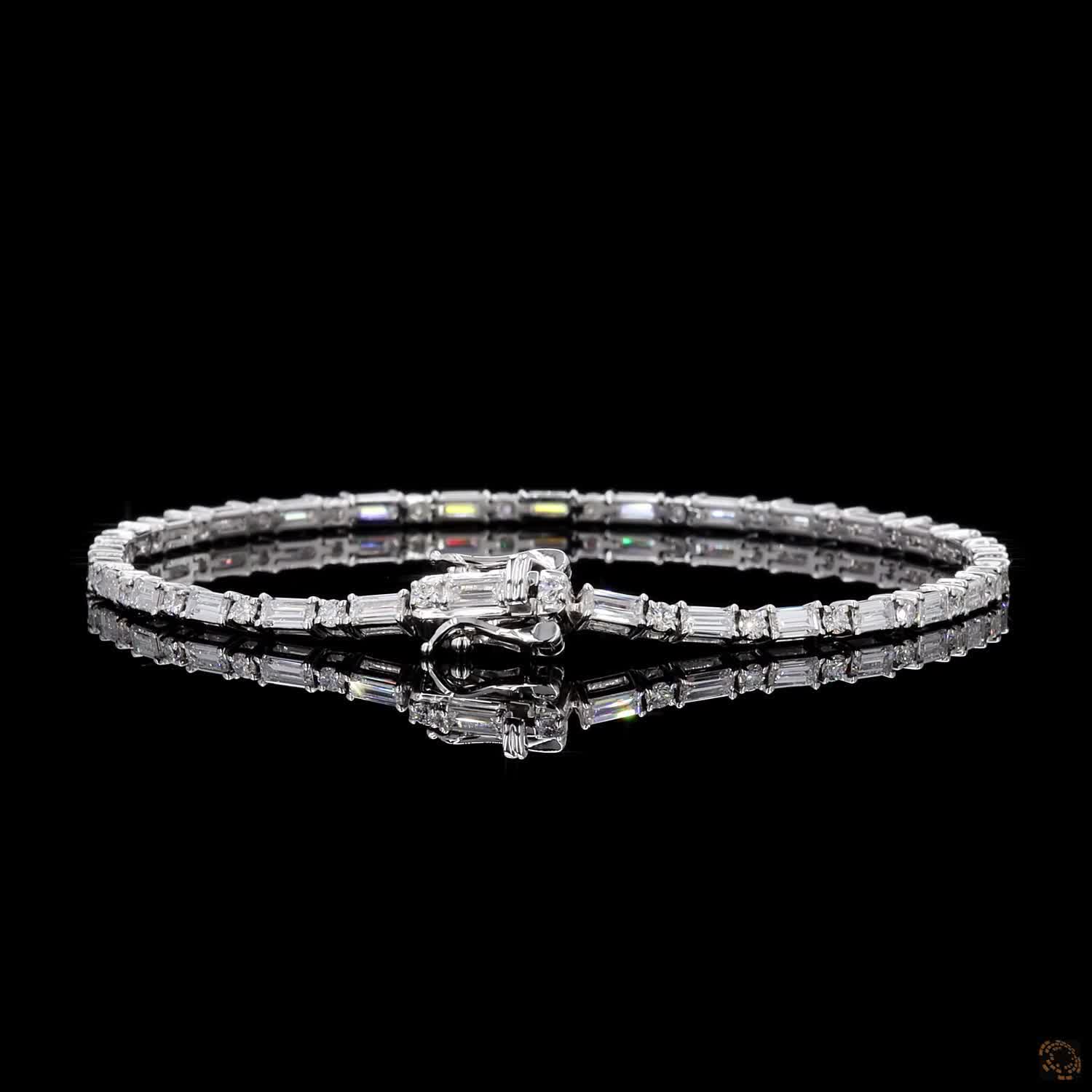 White Gold Baguette & Round Diamond Bracelet