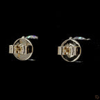 Yellow Gold Round Diamond Stud Earrings