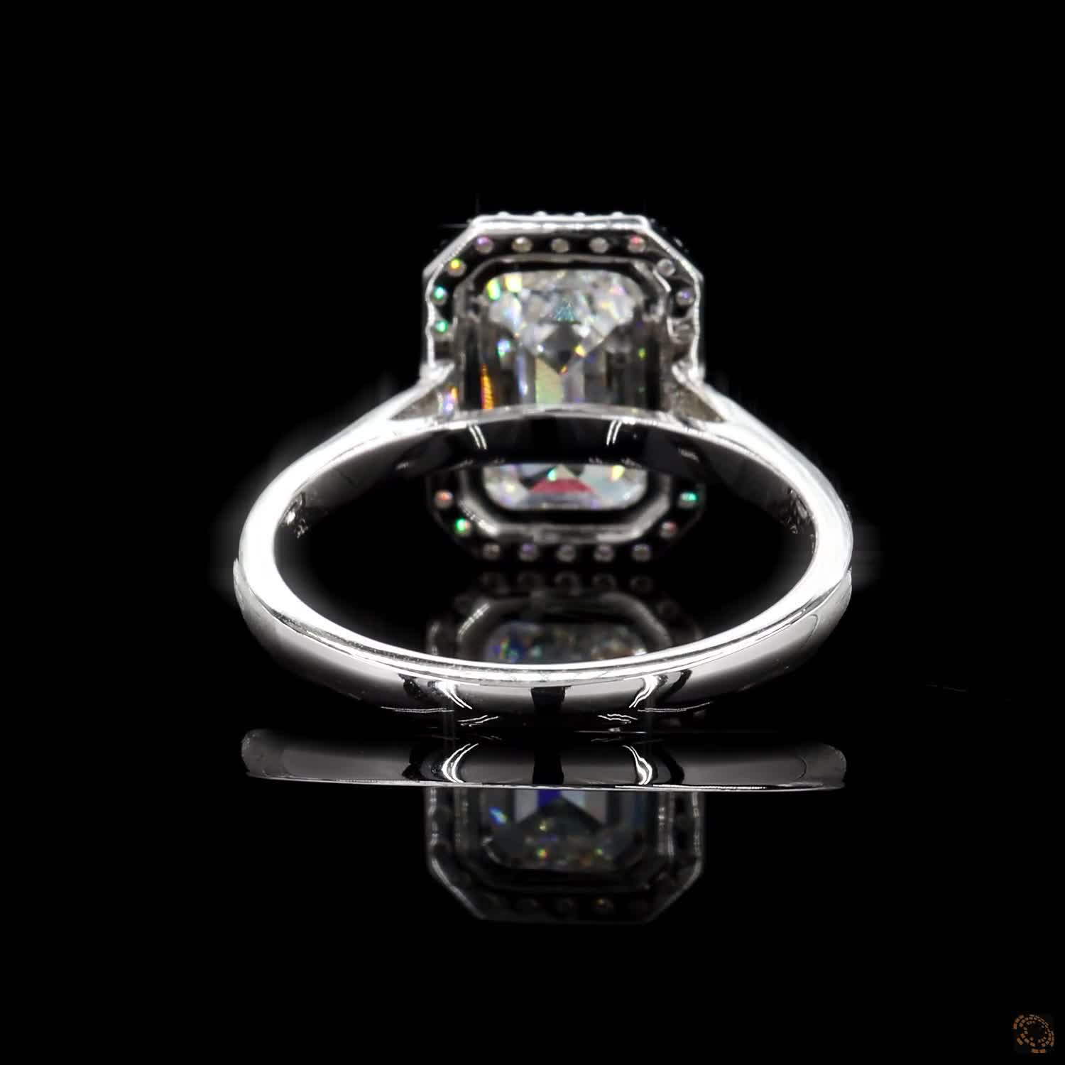 White Gold Emerald Diamond Halo Ring