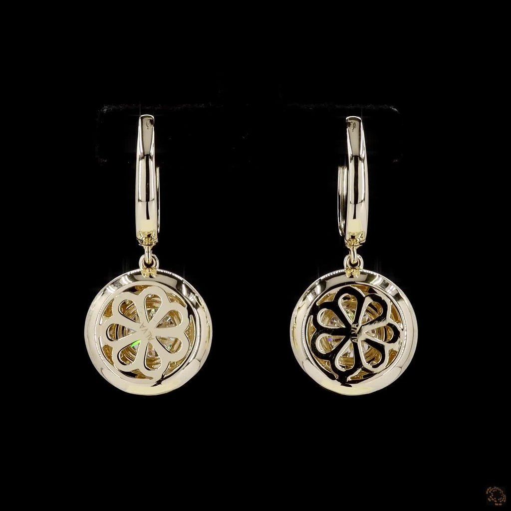 Yellow Gold Round Diamond Earrings