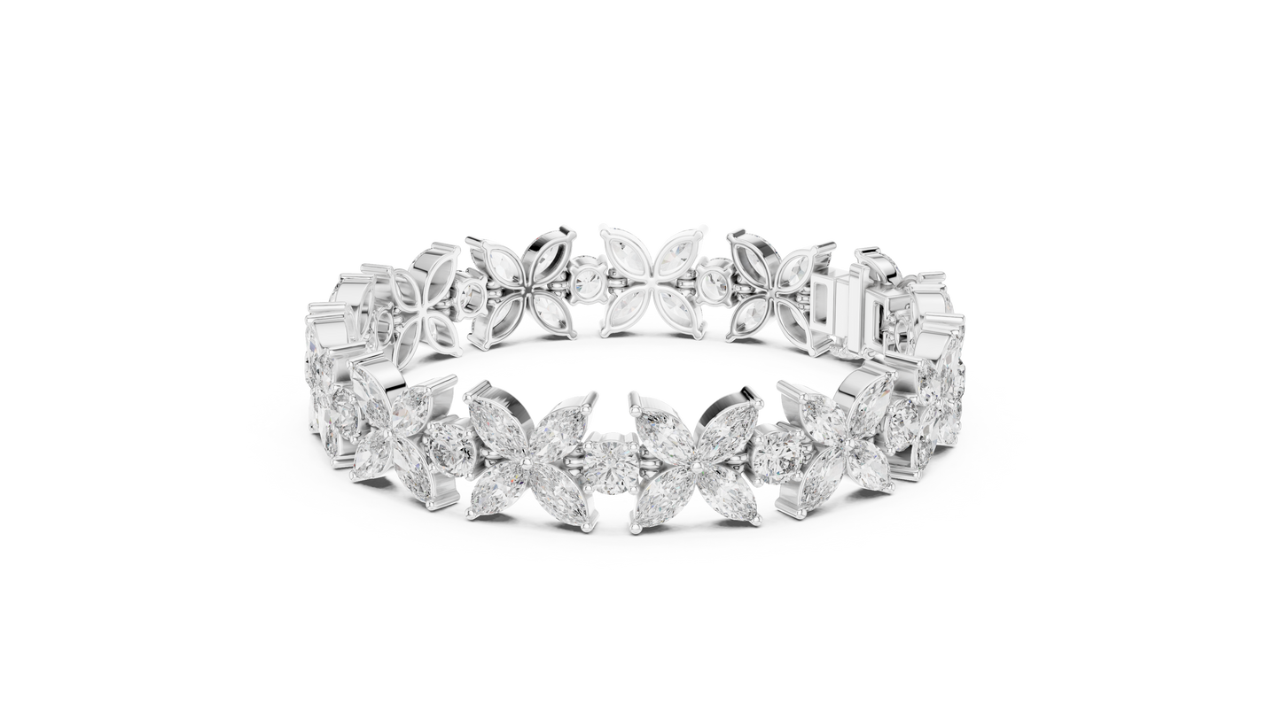 Marquise Diamond Flower Bracelet