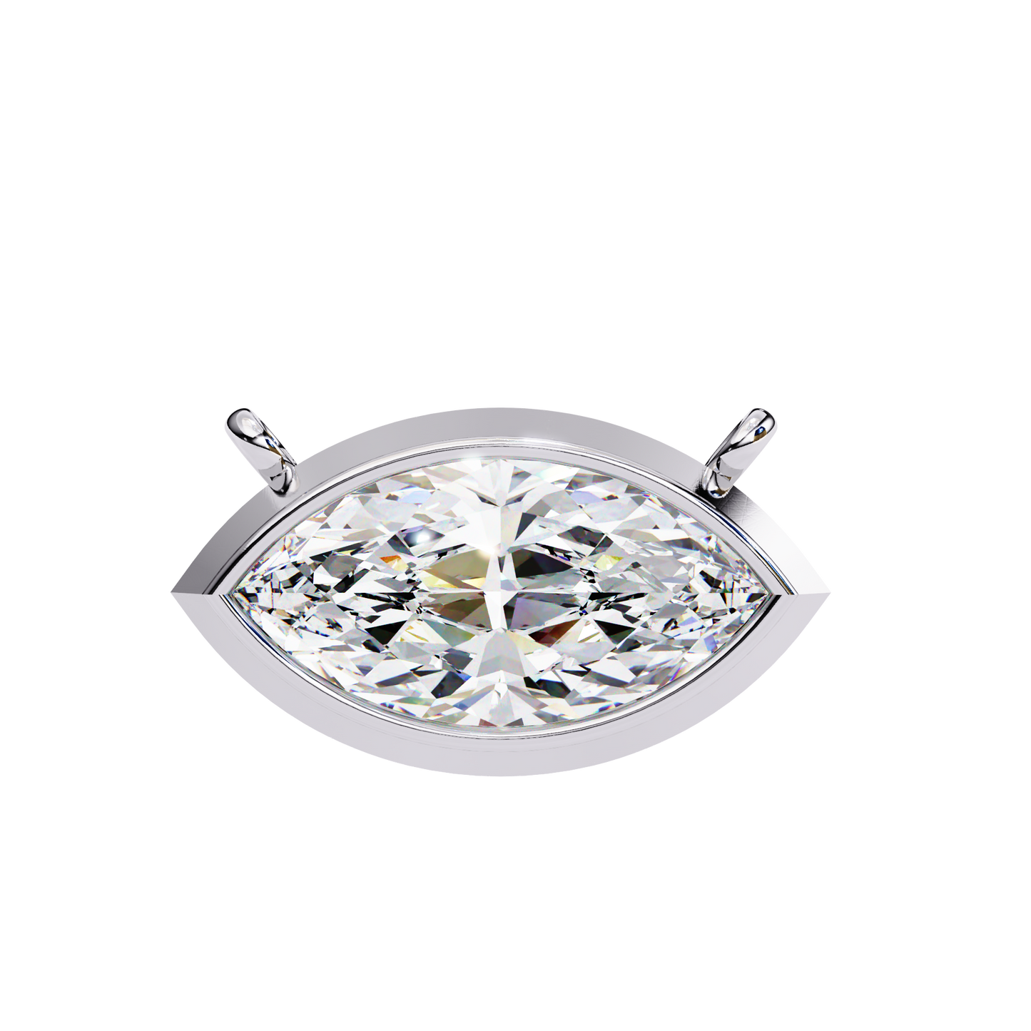 Modern Evil Eye Necklace | Bezel Set Marquise Diamond Pendant