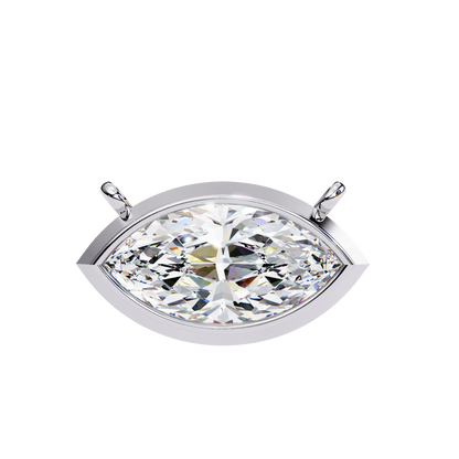 Modern Evil Eye Necklace | Bezel Set Marquise Diamond Pendant