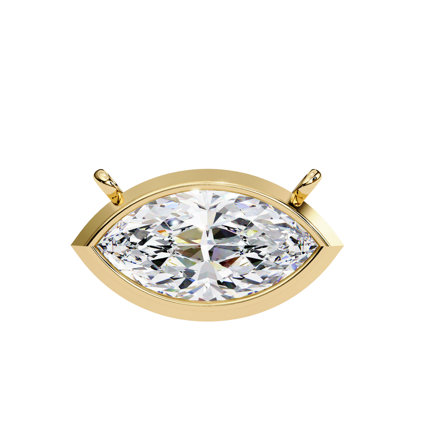 Modern Evil Eye Necklace | Bezel Set Marquise Diamond Pendant