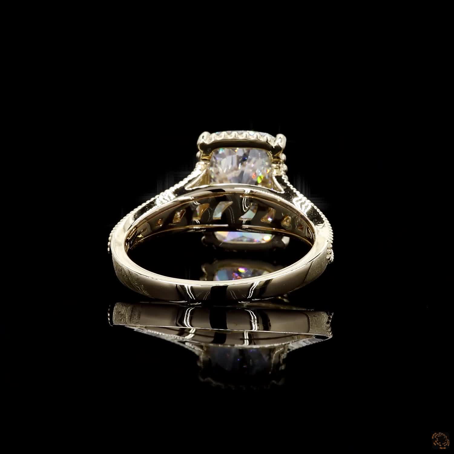 Yellow Gold Cushion Diamond Ring