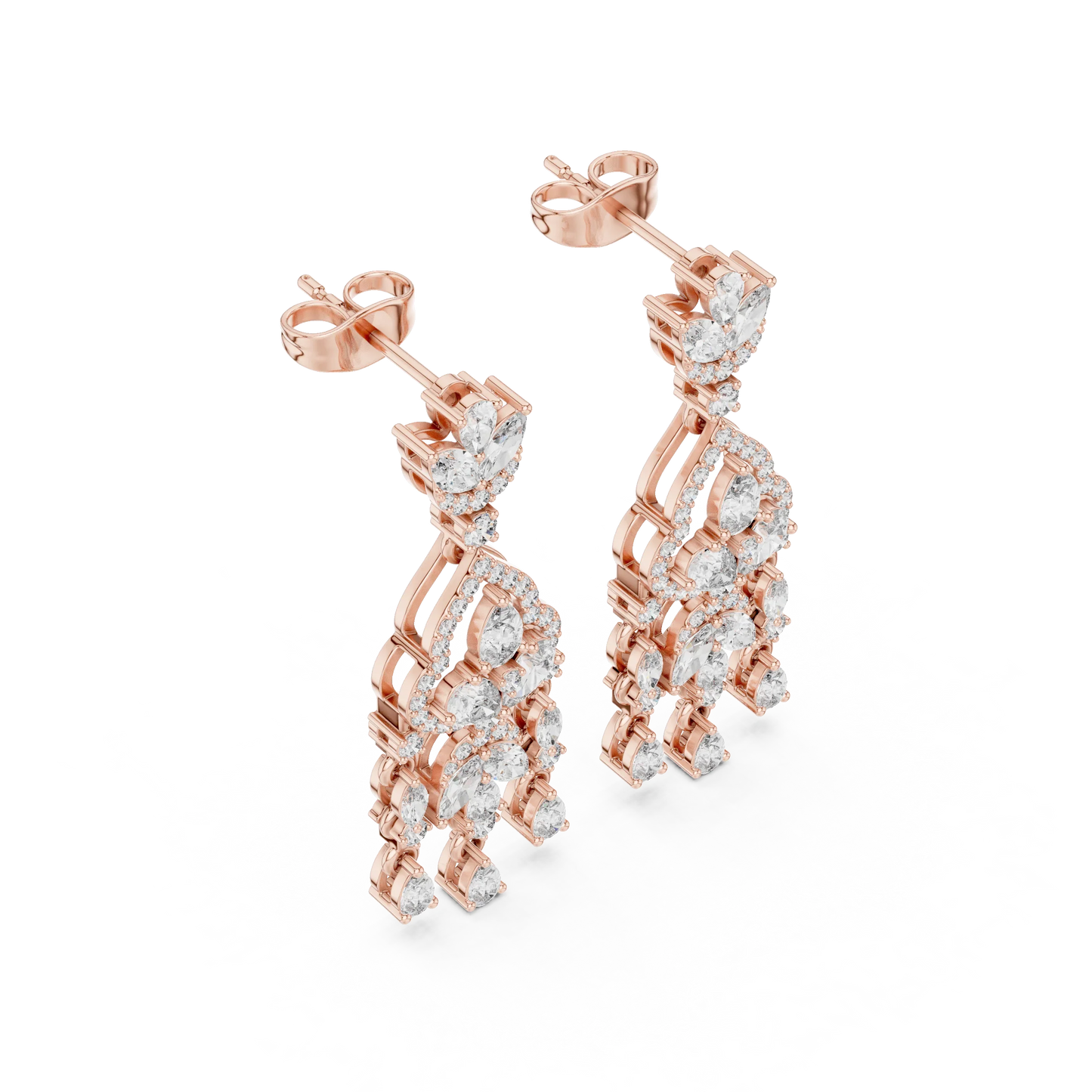 Vintage Diamond Chandelier Halo Earrings