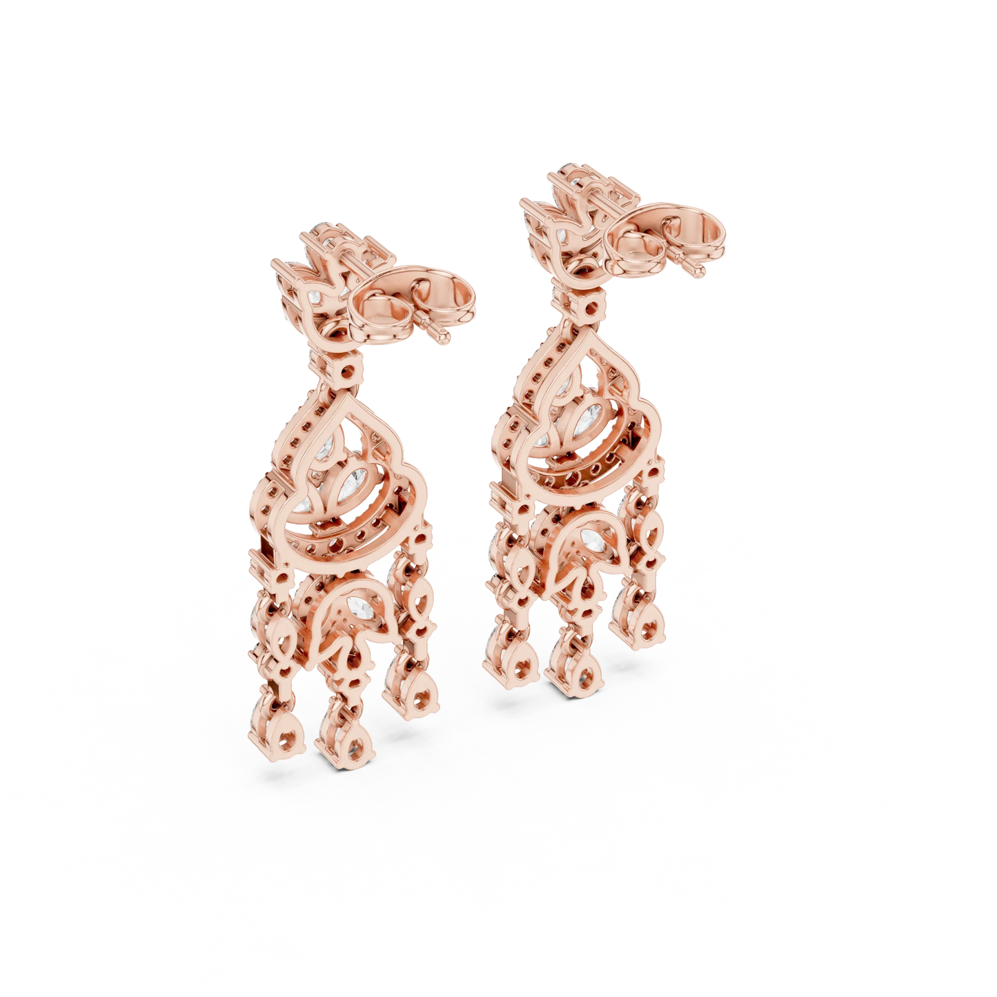 Vintage Diamond Chandelier Halo Earrings