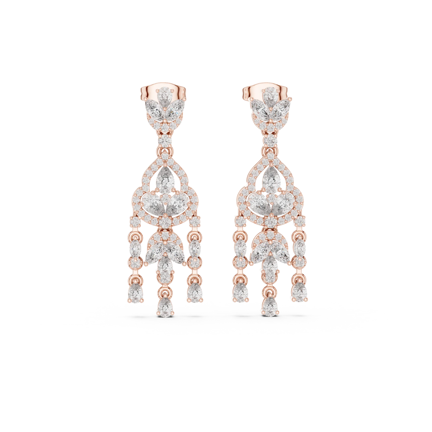 Vintage Diamond Chandelier Halo Earrings