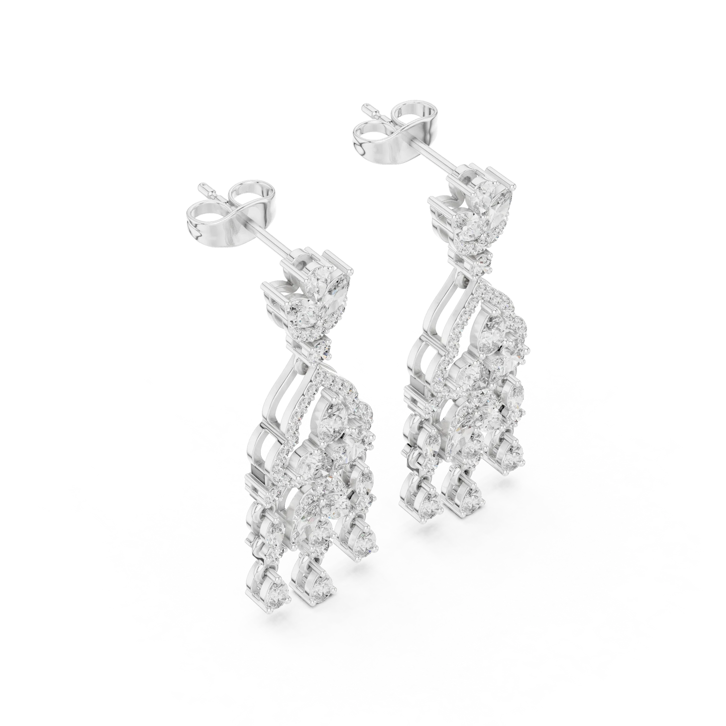 Vintage Diamond Chandelier Halo Earrings