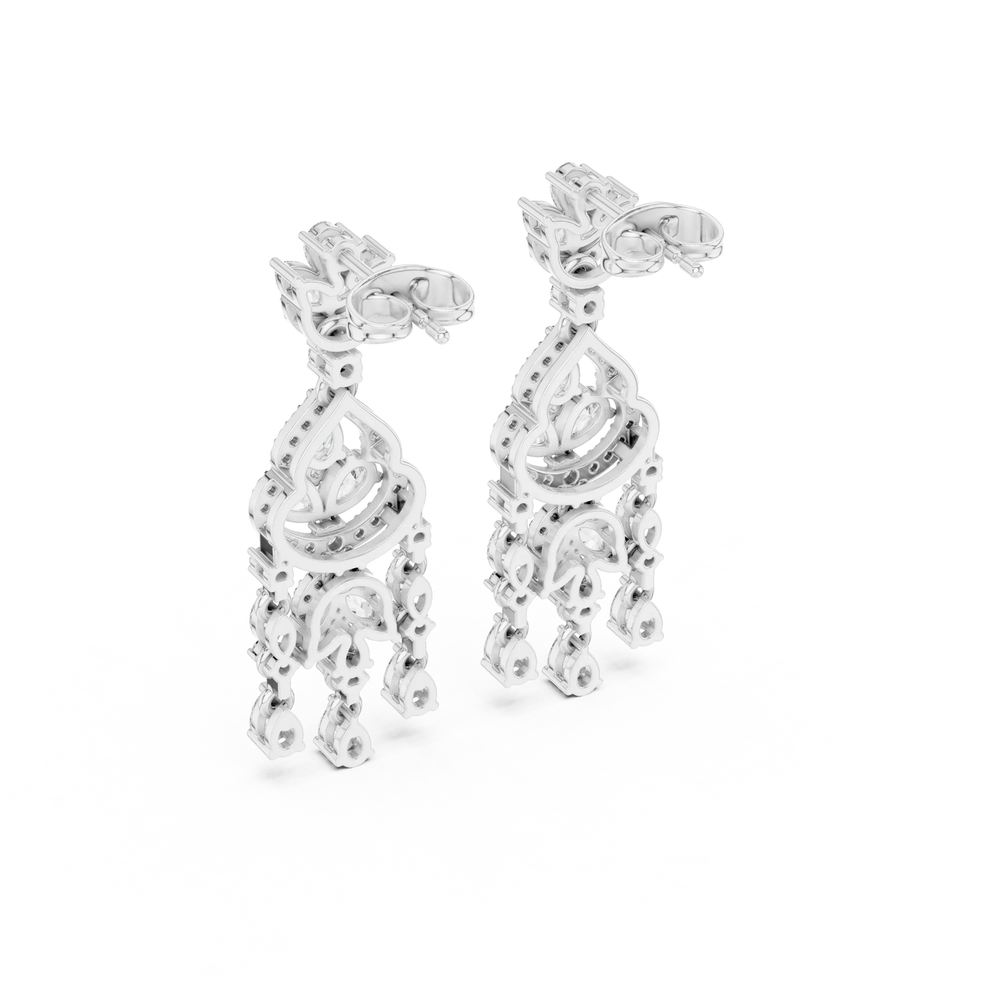 Vintage Diamond Chandelier Halo Earrings