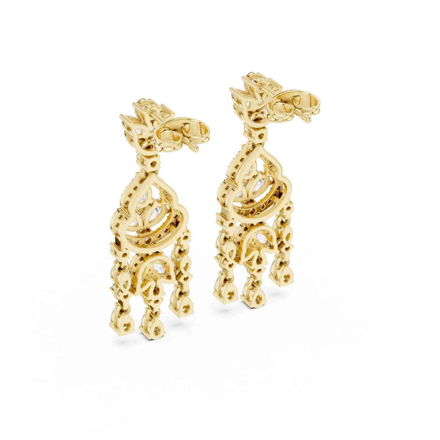 Vintage Diamond Chandelier Halo Earrings