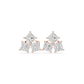 Three Stone Princess Cut Diamond Stud Earrings