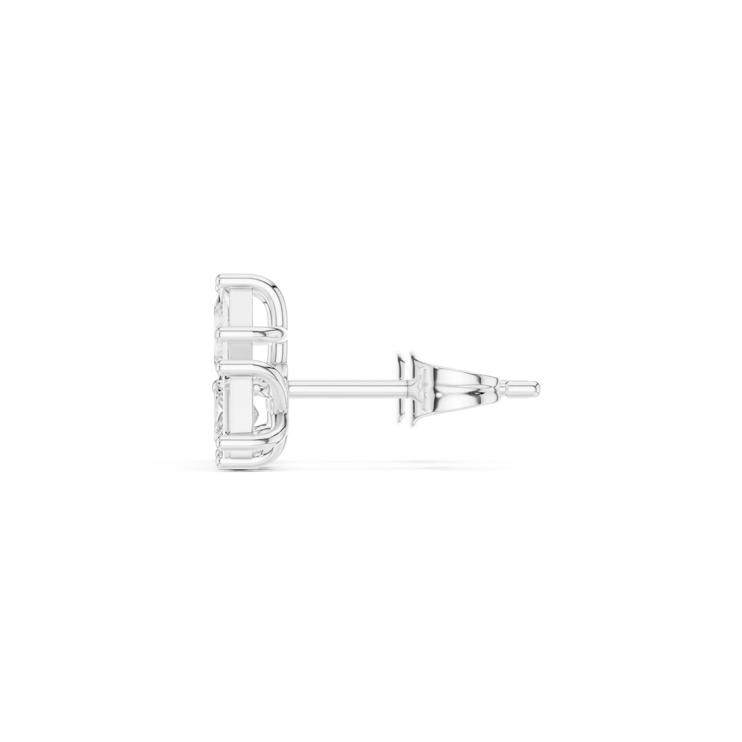 Three Stone Princess Cut Diamond Stud Earrings