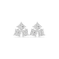 Three Stone Princess Cut Diamond Stud Earrings