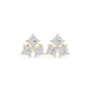 Three Stone Princess Cut Diamond Stud Earrings