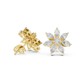 Marquise and Round Diamond Flower Cluster Stud Earrings