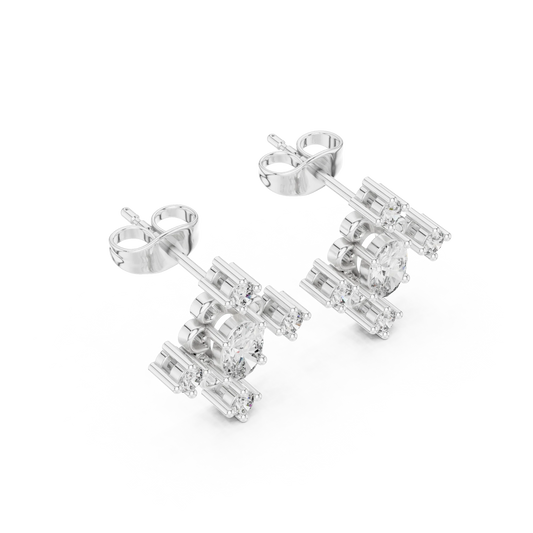 Vintage Oval Diamond Floral Stud Earrings