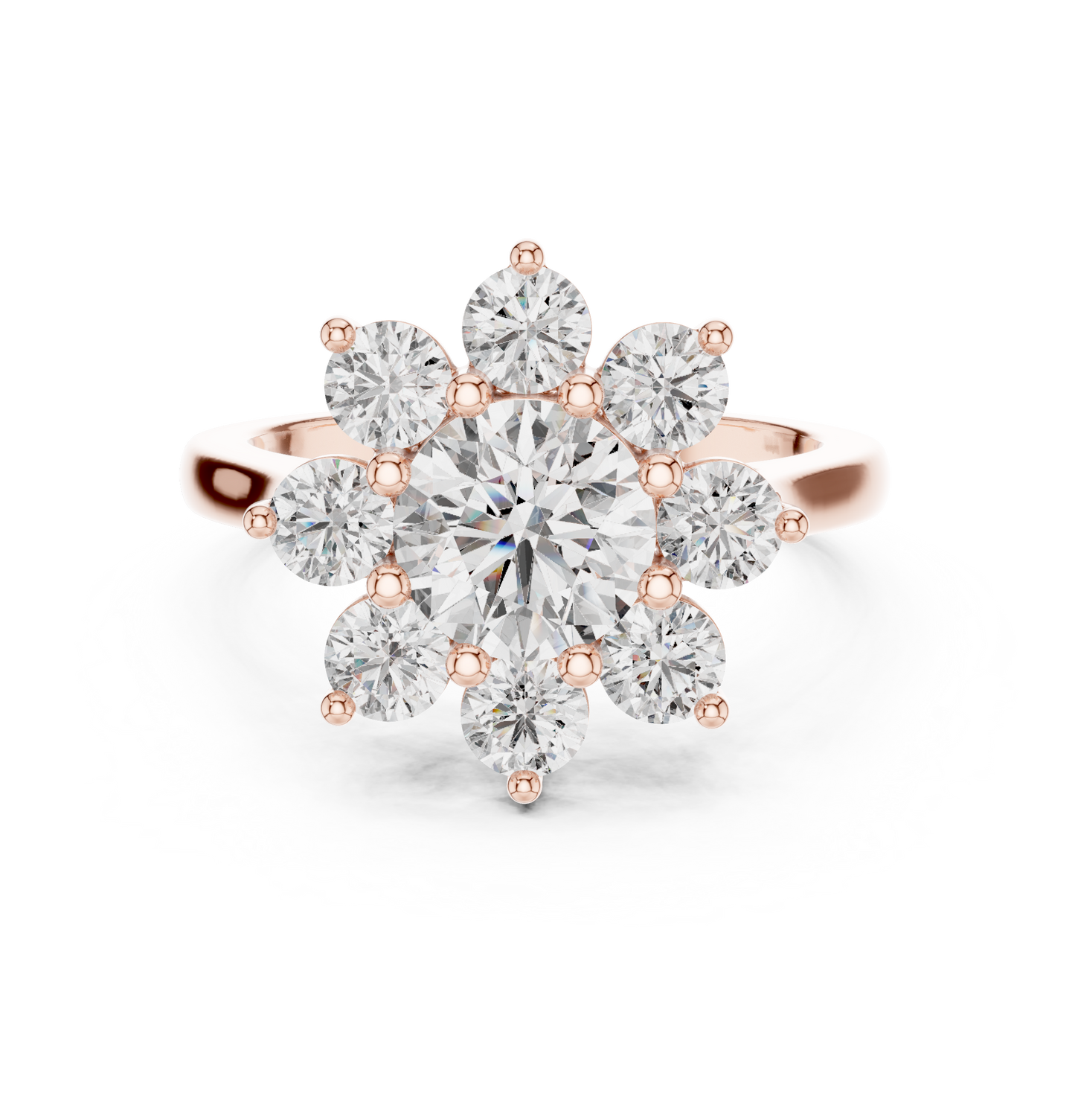 Round Diamond Flower Cluster Ring